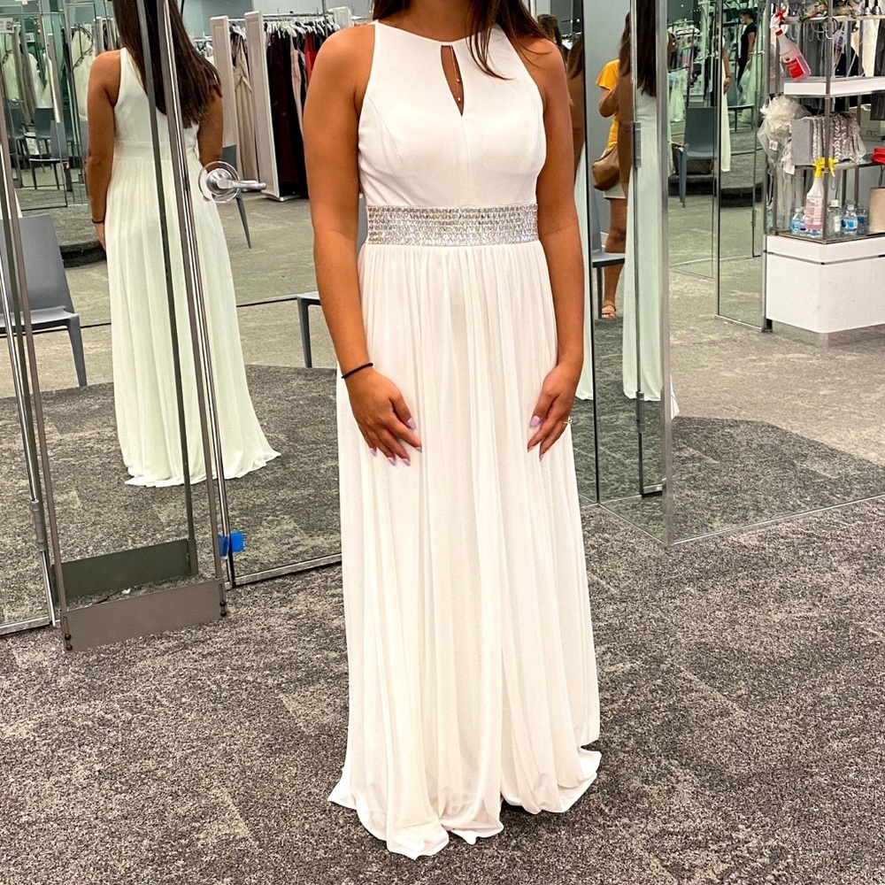 David’s Bridal R&M Richards White Embellished Gown